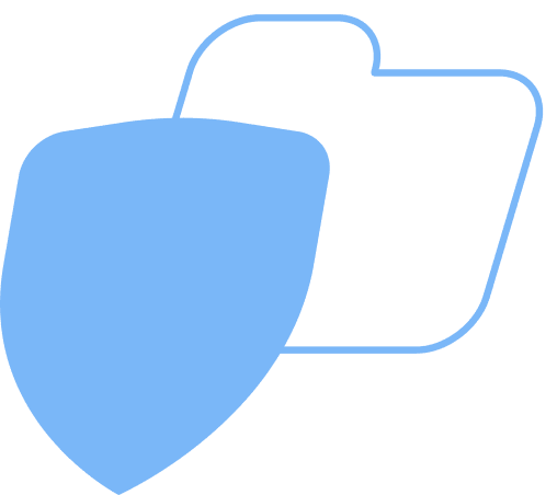 Shield and folder icon representing cybersecurity and data protection